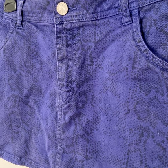 Purple Snake Skin Print Denim Mini Skirt - Picture 4 of 5